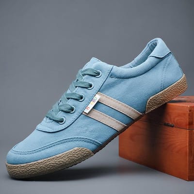 Baskets pour Homme Chaussures Décontractées Mode Bout Rond Haute Qualité Respirantes Confortables Mâle Résistantes Chaussures en Toile Tenis Marculino 44 de l’eau bleue