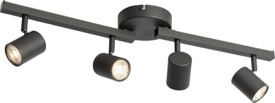 QAZQA back up - Moderne Plafondspot | Spotje | Opbouwspot - 4 lichts - L 66 cm - Zwart - Woonkamer | Slaapkamer | Keuken