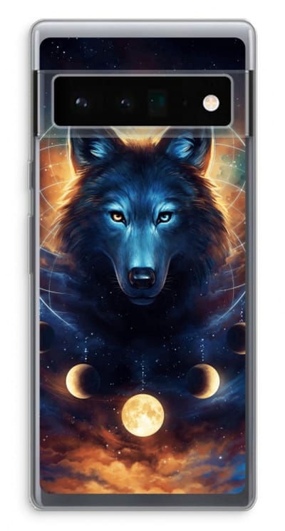 Case Company® - Hoesje geschikt voor Google Pixel 6 Pro hoesje - Wolf Dreamcatcher - Soft Cover Telefoonhoesje - Bescherming aan alle Kanten en Schermrand