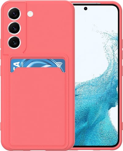 LuxeBass Hoesje geschikt voor Samsung S22+ - Siliconen hoesje - Donker Roze - Pasjeshouder- telefoonhoesjes - gsm hoesje - telefoonhoes - telefoonhoes - gsm hoes - telefoonhoesje