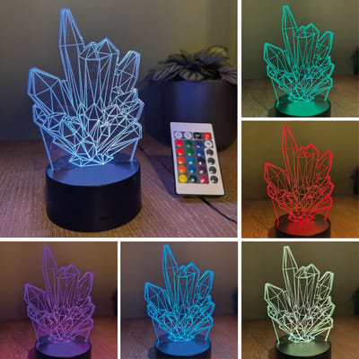 Klarigo® Nachtlamp - Kristal - Edelstenen - Bergen - 3D LED Lamp Illusie – 16 Kleuren – Bureaulamp – Sfeerlamp – Nachtlampje Kinderen – Creative lamp - Met afstandsbediening