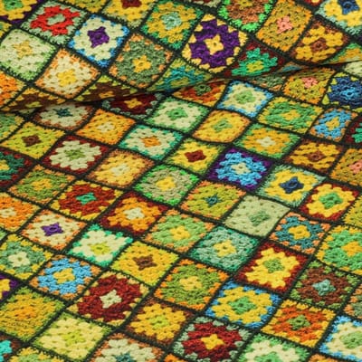 Jersey Tricot stof Digitaal gehaakte pannenlappen klein groen 2,5 meter