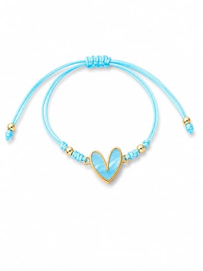 Armband Meisje- Touw Armband- Meisjes armbandje hartje- Tiener armband- Armband Hartje- Koordarmband- Blauw- Goudkleurig- Touw- Kind- Cadeau Meisje-LiLaLove
