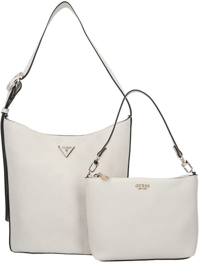 GUESS schoudertas accessoiretas Cresidia II Bucket Bag Bone Logo crème