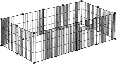 NAIZY buitenverblijf speelren speelren 142x72x36cm puppyren zwart kleine dierenverblijf 35x35cm per stuk vrije uitloopverblijf DIY uitbreidbare kleine dierenkooi konijn caviaverblijf, 12 stuks