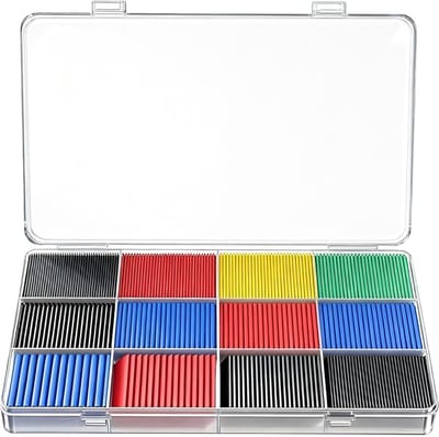 Thijox - 800 stuks krimpkous set, waterdicht, 12 maten (1,0 - 13,0 mm) in 5 kleuren, hittebestendig PE-materiaal, perfect voor kabelisolatie en doe-he