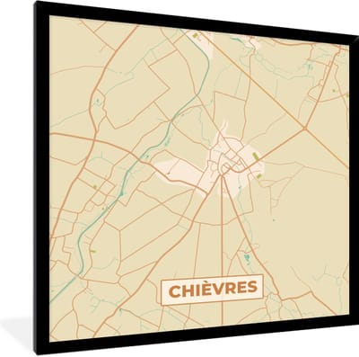 Fotolijst incl. Poster - België - Stadskaart - Plattegrond - Kaart - Chièvres - 40x40 cm - Posterlijst