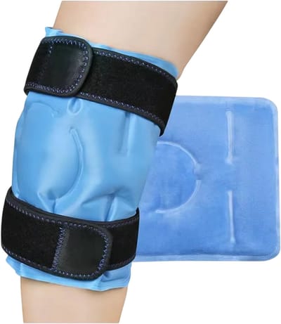Knie- en Kuit Icepack - Sportieve Warmte- en Koude Compressie Gel - Therapie voor Knie, Kuit, Blessures, Ontsteking en Pijnverlichting - Blauw