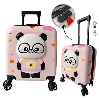 Roze Kinder Cabinekoffer met Panda Design – Trolley met Wielen & Combinatieslot