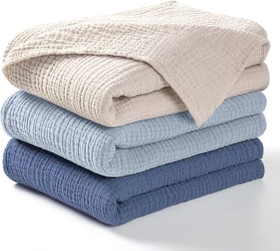 Mousseline Inbakerdoek voor Baby's - Ademend en Dun Katoenen Babydeken - Set van 3 Stuks in Marineblauw