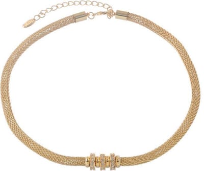 Behave - Korte ketting met kristalstenen - Goudkleur - 42 cm + 7 cm verlengketting