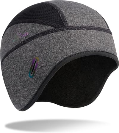 Warm Fleece Gevoerde Winter Helm Liner Skull Cap, Thermische Fietsbeanie met Glasopeningen voor Dames en Heren, Ideaal voor Koude Weersomstandigheden
