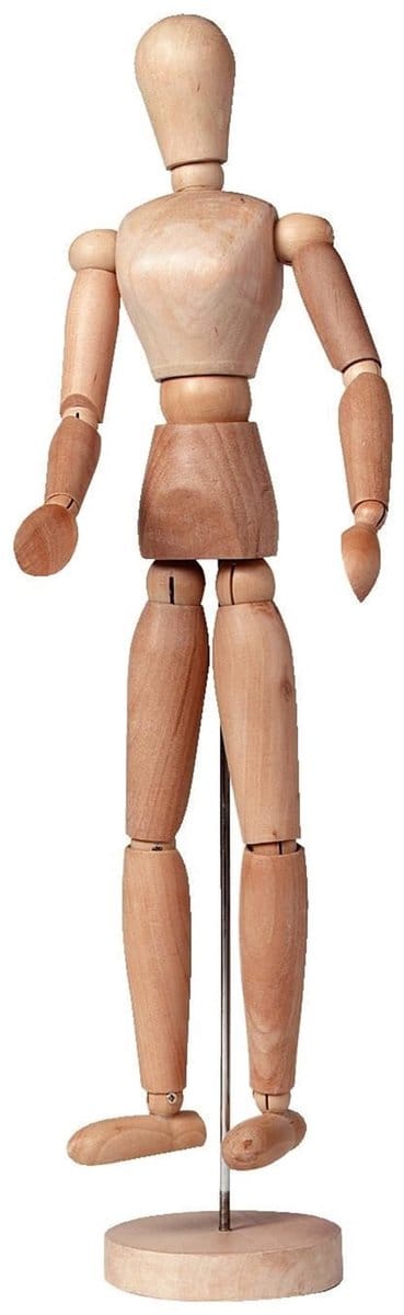 Ledenpop vrouw 40 cm blank hout