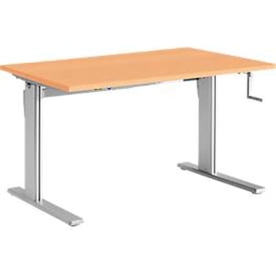 Zit-/stawerkplek met zwengel Standaard, in hoogte verstelbaar, B 1200 mm, beukenpatroon/blank aluminium