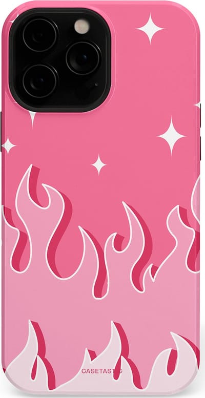 Casetastic Hoesje Geschikt voor Apple iPhone 13 Pro Max Magsafe - Stijlvolle Beschermende Duo-layer Case - Roze Vlammen