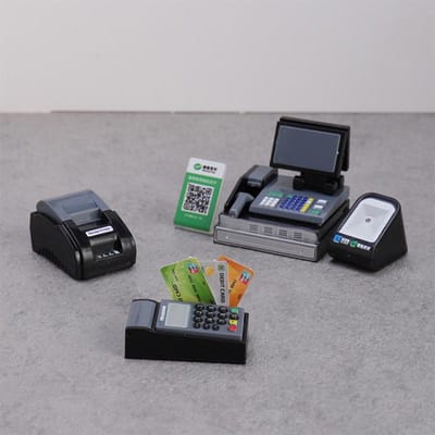 1 Verzameld Poppenhuis Mini Supermarkt Kassa en POS Machine Kit Huis Binnen Decoratie Voor Elk Kamer Type Perfect Cadeau gray