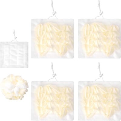 2-in-1 Douchespons Set van 4, Badspons en Peeling Luffa-Sponzen voor Diepe Reiniging, Badaccessoires voor Heren en Dames
