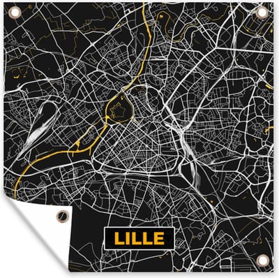 Tuin poster Frankrijk – Plattegrond – Kaart – Lille – Stadskaart - 200x200 cm - Tuindoek