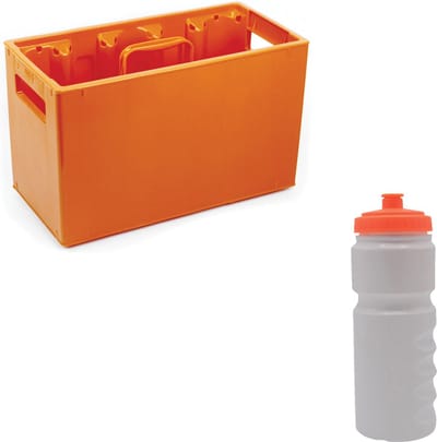 Bidonkrat Sportec oranje met 10 bidons