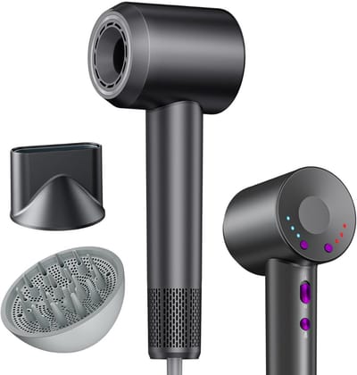 Fohn met Diffuser - Haardroger Krullen - Haarfohn - Fohnborstel - Zwart