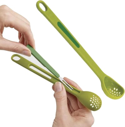 2-delige set - multifunctionele augurkenvorken en olijvenlepel - 2-in-1 lepel met lange steel - fruitvorkset - voor inmaken, inmaken en fruit