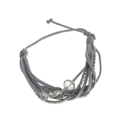 Behave - armband grijs imitatieleer kralen - casual stijl - nikkelvrij