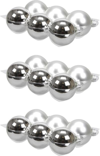 18x stuks kerstversiering kerstballen zilver van glas - 8 cm - mat/glans - Kerstboomversiering
