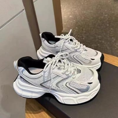 Lente en Herfst Nieuwe Casual Veelzijdige Damesschoenen Student Kleine Witte Schoenen Daddy Schoenen Trendy Schoenen 38 wit
