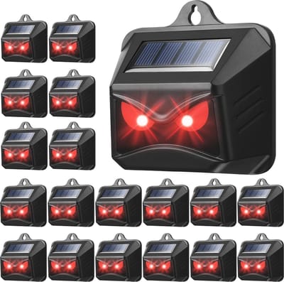 Zonne-energie Dierlijke Repeller voor Nachtdieren met Rood Led Licht - Waterdicht Afschrikmiddel voor Stinkdier, Herten, Coyote en Wasbeer