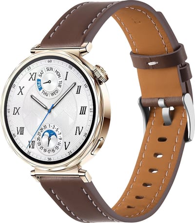 Strap-it 'One Push' leren bandje 18mm - geschikt voor Huawei Watch GT 5 Pro 42mm / Watch GT 5 - 41mm / Watch GT 4 - 41mm / Watch 5 - 42mm - Fossil Gen 6 - 42mm / Gen 5e - 42mm - Withings ScanWatch 2 - 38mm / Light / Steel HR - 36mm (bruin)