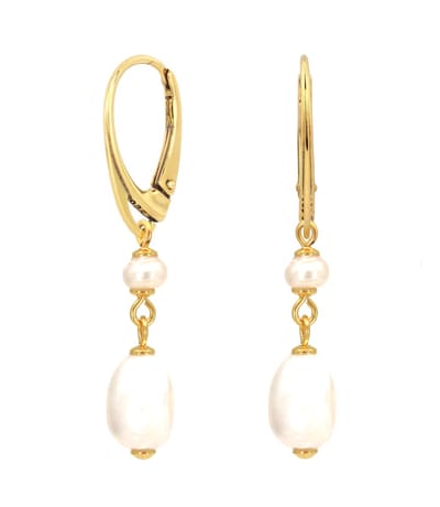 ARLIZI 2425 Oorbellen witte zoetwaterparels hanger - verguld - 4 cm