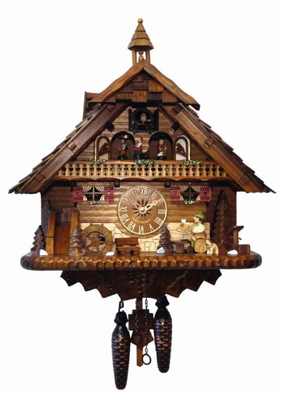 Engstler - 4512_MT - Koekoeksklok - 1-daags kettinguurwerk - Notenhout - met muziek met dansend paar - 43 cm