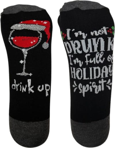 Kerstsokken met Grappige tekst op zolen: I'm not drunk, I'm full of Holiday Spirit - Sokken dames/heren maat 38-43