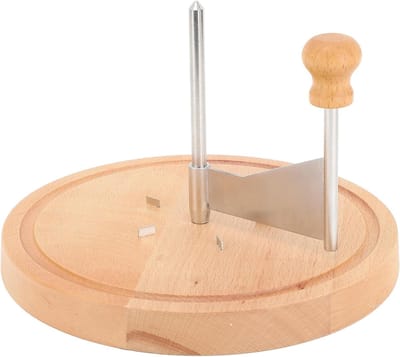 Ergonomische Kaas Snijder met Draaifunctie, Beukenhout en RVS, Multifunctioneel voor Kaaswielen en Chocolade, Ideaal voor Feestjes en Borrelplanken