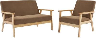 sweeek - Tweezits bankje en fauteuil van hout met corduroy zitting - isak