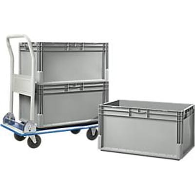 Plateauwagen AM80 + 3 bakken ELB 6320 - B 600 x D 400 x H 320 mm - lichtgrijs