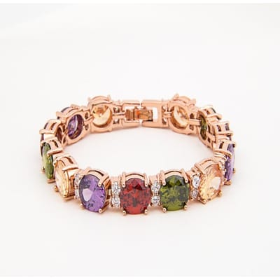 Emmaya Rose Goud Kleur Luxe Veelkleurige Cz Stenen Cluster Vrouwen Armband Sieraden Bruiloft Cadeau beige