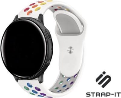 Strap-it Siliconen sport bandje - geschikt voor Garmin Vivoactive 3 / Vivoactive 5 / Venu / Venu SQ / Vivomove HR / Forerunner 245 / 570 - 42mm / 645 - wit/kleurrijk