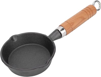 Gietijzeren Koekenpan - Mini Pannenkoek Pan - Ontbijt Bereiden - Platte Bodem - 10cm Diameter - Zwart