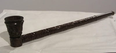 Houten Pijp Tulip Cone Carved Decorative Decoratieve Wooden Pipe Bruin Brown 23 cm