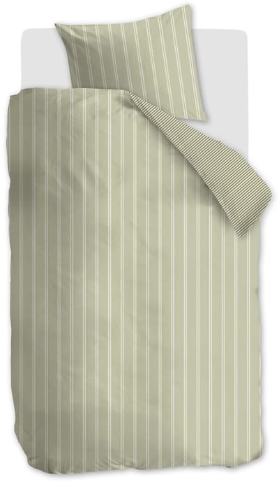 Vtwonen Mini Stripe dekbedovertrek - Eenpersoons - 140 x 220 cm - Groen