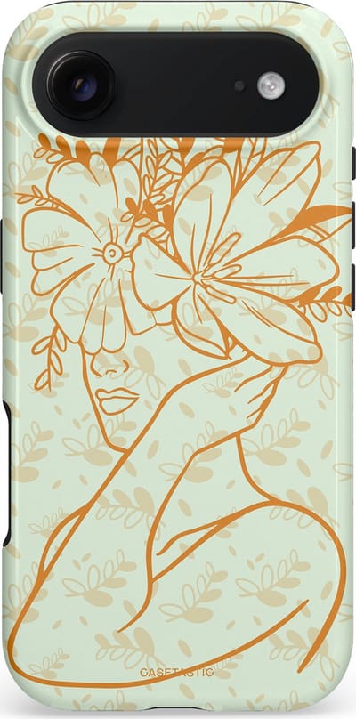 Casetastic hoesje geschikt voor Apple iPhone Air - MagSafe - Dubbellaagse bescherming - Minimal Bloom - Fashion Case - Crème Lichtgrijs