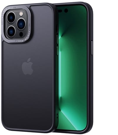Lunso - Geschikt voor iPhone 15+ / 15 Plus - Back cover hoesje - Metalen ring Zwart