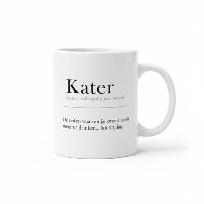Kater Definitie Mok – Grappige Nederlandse Humor Koffiemok – 330 ml Keramische Mok