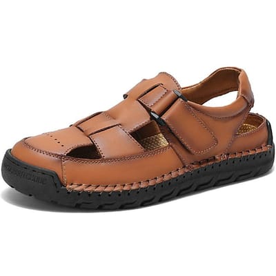 Heren Teenslippers Zomer Hol Ademend Heren Strand Schoenen Handgestikt Grote Maat Sandalen 48 brown