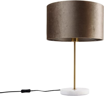 QAZQA kaso shade - Klassieke Tafellamp met kap - 1 lichts - H 55 cm - Goud/messing - Woonkamer | Slaapkamer | Keuken
