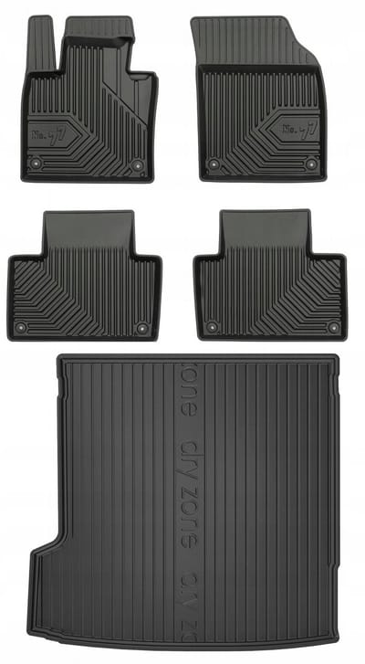 FROGUM No.77 & DRY ZONE Set - Rubberen Automatten + Kofferbakmat - Geschikt voor VOLVO XC90 II (vanaf 2014) - 7-persoons - Zwart