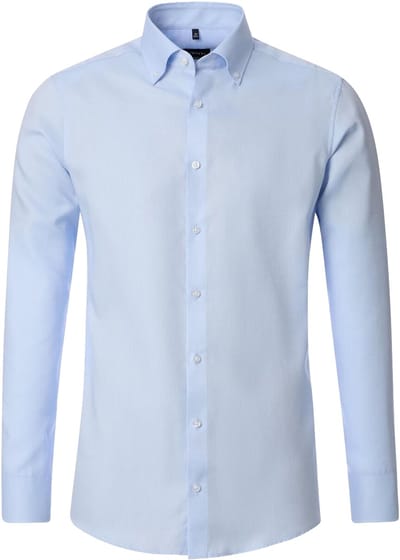 VENTI modern fit overhemd - Oxford - blauw - Strijkvriendelijk - Boordmaat: 38