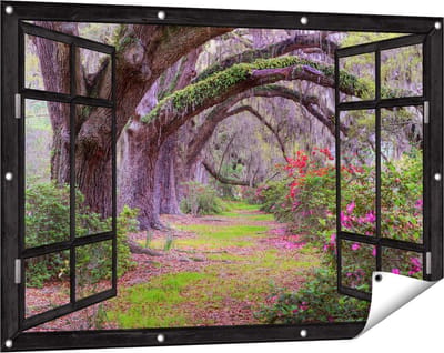 Gards Tuinposter Doorkijk Sprookjesbos - 120x80 cm - Tuindoek - Tuindecoratie - Wanddecoratie buiten - Tuinschilderij