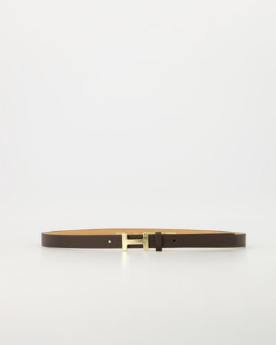 Hera Small - Classic Grain - Leren Damesriem met Goudkleurige Gesp - Donkerbruin - T1106 - Maat 95